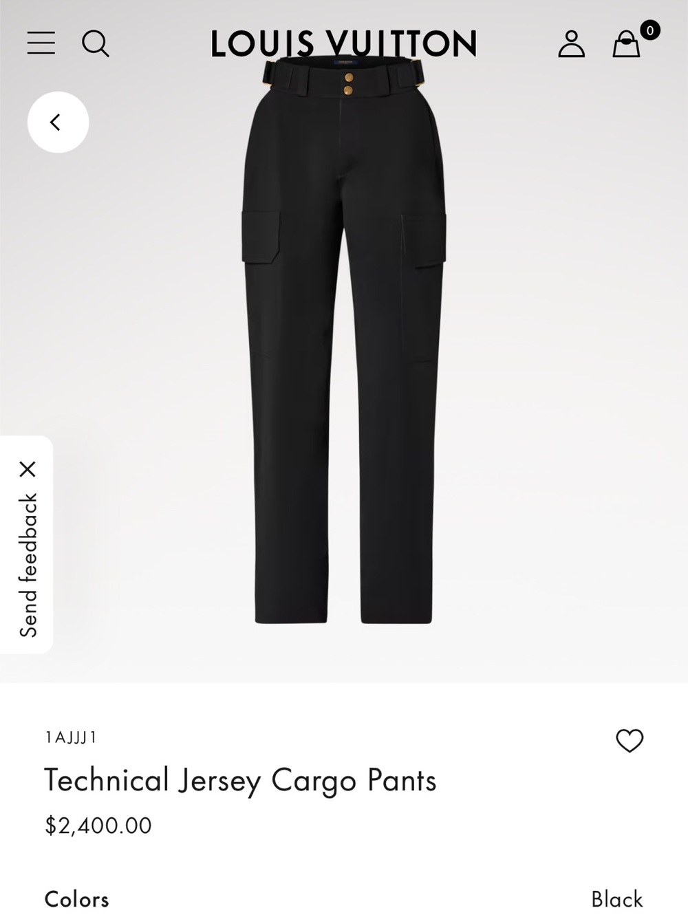Louis Vuitton Technical Jersey Cargo Pants SZ34